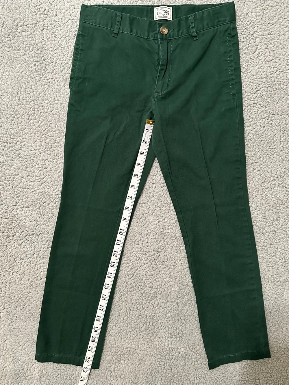 The Children’s Place Boys Green Chino Pants Size 8 Straight Leg Adjustable Waist